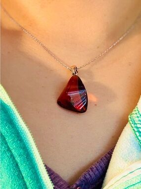 Genuine Natural Red Amber Pendant (just the pendant, necklace not included)